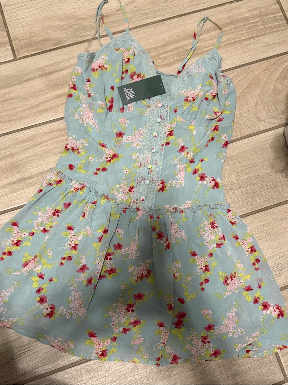 Wild fable Floral Spaghetti-Strap women’s Dress in Light Blue size Small NWT